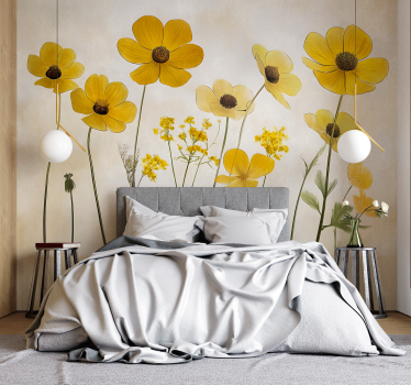 Delicate helenium bloemen slaapkamer muursticker - TenStickers