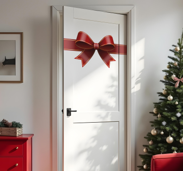 Deur rode strik kerst sticker - TenStickers