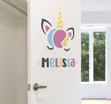 Deur sticker Gepersonaliseerde eenhoornnaam - TenStickers
