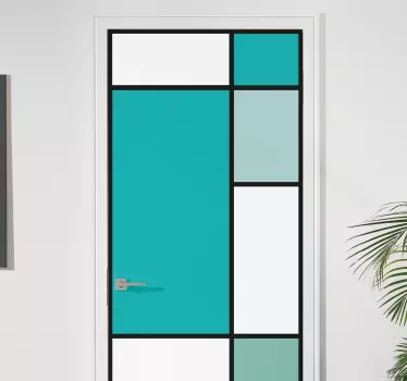 Deur sticker Groene vierkante kleurblokken - TenStickers