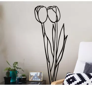 Bloemen muursticker Twee getekende tulpen - TenStickers
