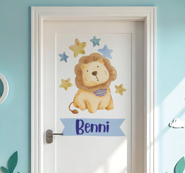 Deursticker leeuw voor kinderkamer - TenStickers