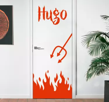 Deursticker naam duivel hel - TenStickers