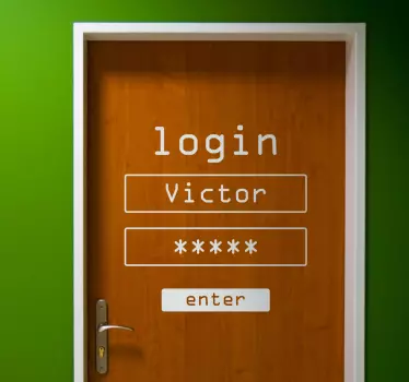 Deursticker naam login gepersonaliseerd - TenStickers