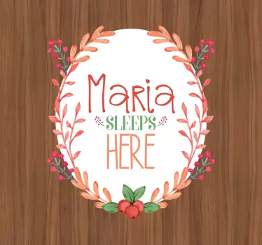 Deursticker naam sleeps here - TenStickers