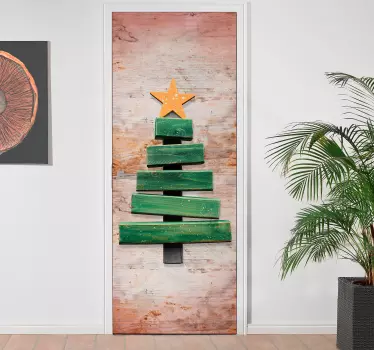 Feestdagen sticker houten kerstboom - TenStickers