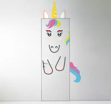 Deur sticker kleurrijke eenhoorn - TenStickers