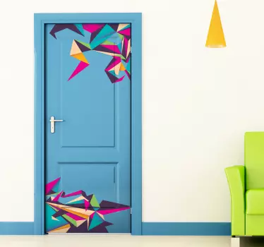Deursticker kleurrijke origami - TenStickers