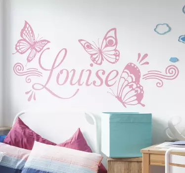 Dieren stickers Trendy vlinderspatroon met naam - TenStickers
