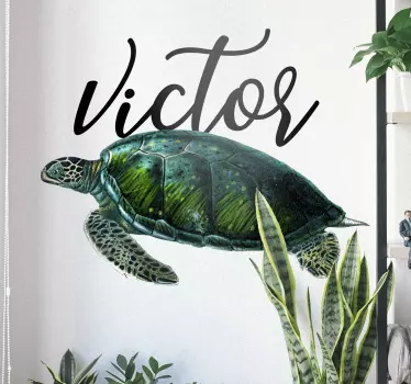 Muurstickers dieren zeeschildpad met naam - TenStickers