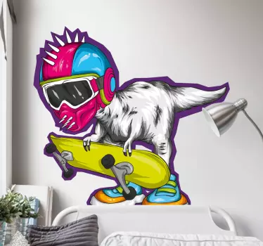 Dino muursticker Dinosaurus schaatser - TenStickers