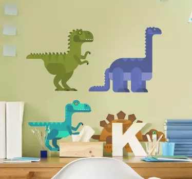 Dino muursticker Geometrische dinosaurussen - TenStickers