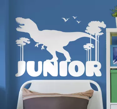 Dino muursticker T-rex gepersonaliseerde naam - TenStickers