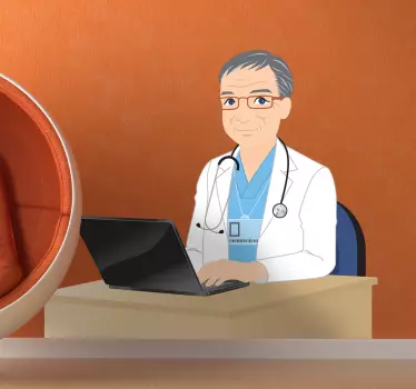 Dokter met laptop sticker - TenStickers