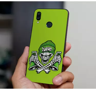 Schedel met hoed huawei sticker - TenStickers