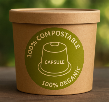 Drank sticker 100% biologische koffie capsules - TenStickers