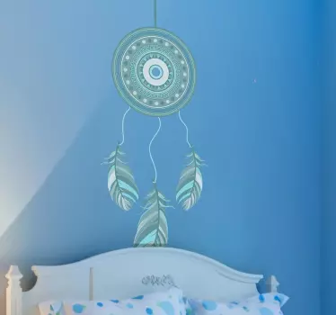 Dromenvanger blauw veren sticker - TenStickers