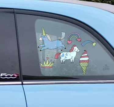 Eenhoorn Stickerset Muurstickers sprookjes - TenStickers