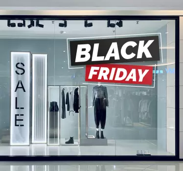 Black friday sticker etalage zwart rood blokken - TenStickers