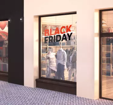 Black friday sticker etalage rood zwart - TenStickers