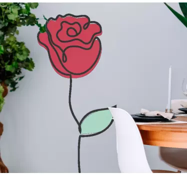 Etalage sticker gestileerde rozenbloem - TenStickers