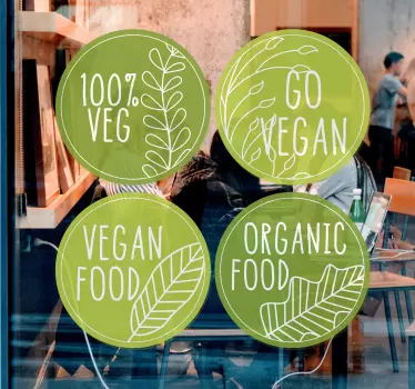 Etalage sticker go vegan food 100% - TenStickers