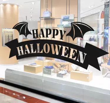 Etalage sticker happy halloween vleermuizen banner - TenStickers