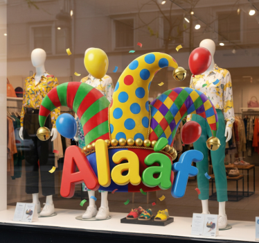 Etalage sticker kleurrijk 3d alaaf ontwerp - TenStickers