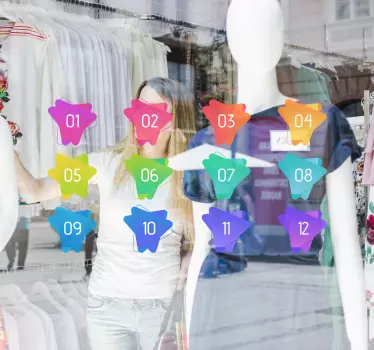 Etalage sticker kleurrijke vormlabels - TenStickers