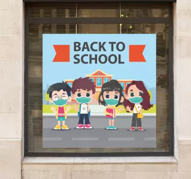 Etalage sticker schoolkinderen illustratie - TenStickers