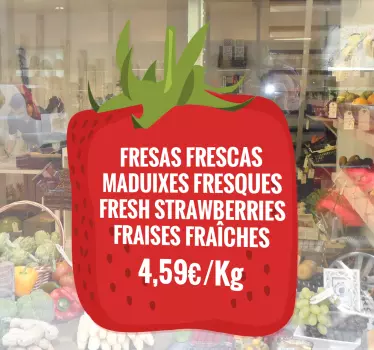 Etalage sticker verse aardbeien afbeelding - TenStickers