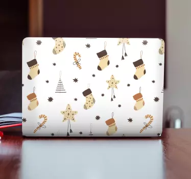 Kerst sticker feestelijk sokkenpatroon - TenStickers