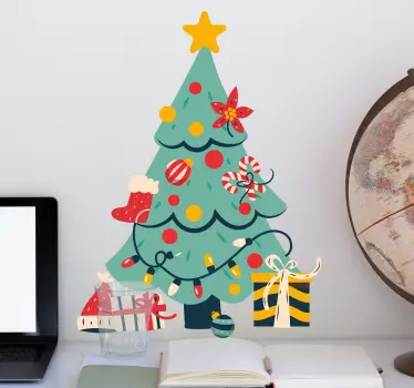 Kerst sticker feestelijke boomdecoratie - TenStickers