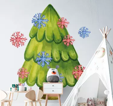 Kerst sticker feestelijke groene boom - TenStickers