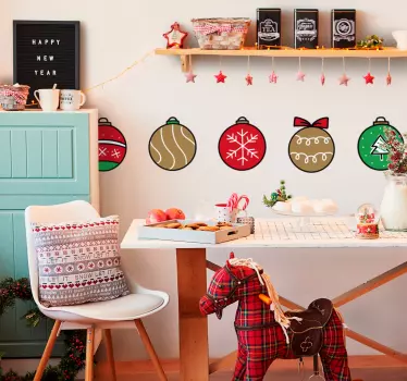 Kerst sticker feestelijke ornamenten collectie - TenStickers