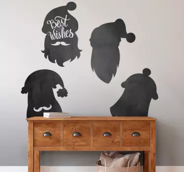 Kerst sticker zwarte schoolbord kerstman silhouetten - TenStickers