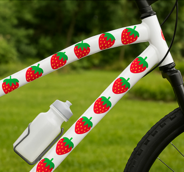Fiets sticker aardbeienpatroon - TenStickers