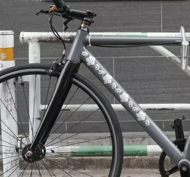 Fiets sticker met bloemen streep - TenStickers