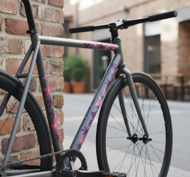 Fiets sticker roze bloemen vlinder graphics - TenStickers