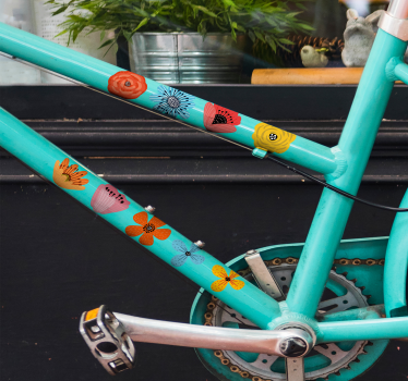 Fietssticker kleurrijke bloemen - TenStickers