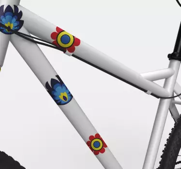 Fiets stickers Lange bloemsamenstelling blauw - TenStickers