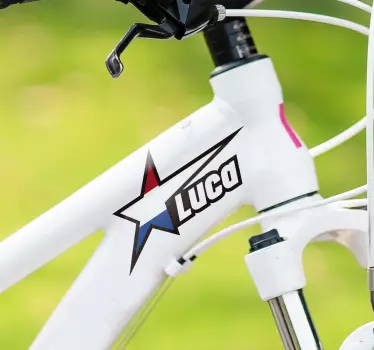 Fiets sticker met Nederlandse vlag met naam - TenStickers
