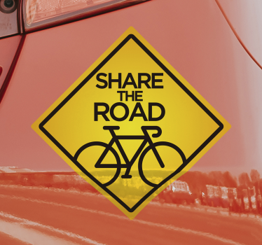 Fietser voorzichtig delen de decoratie sticker auto - TenStickers