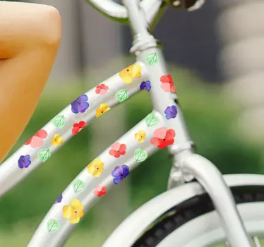 Fiets stickers bloemen patroon - TenStickers