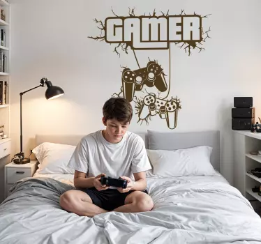 Gamer met controle muursticker tienerkamer - TenStickers