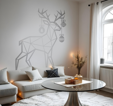 Geometrisch rendier kerst sticker - TenStickers
