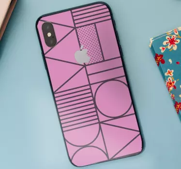 Geometrisch roze motief iPhone sticker - TenStickers