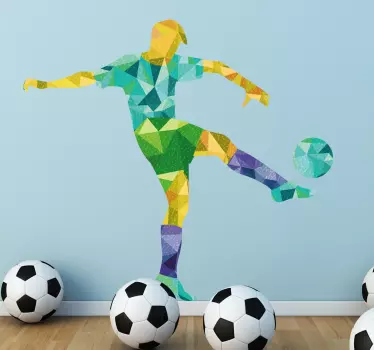 Muursticker voetbal geometrische voetballer - TenStickers
