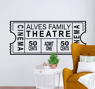 Gepersonaliseerd familietheater bioscoop sticker - TenStickers