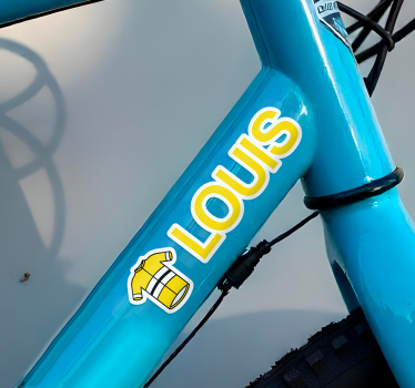 Gepersonaliseerd geel wielershirt fiets sticker - TenStickers